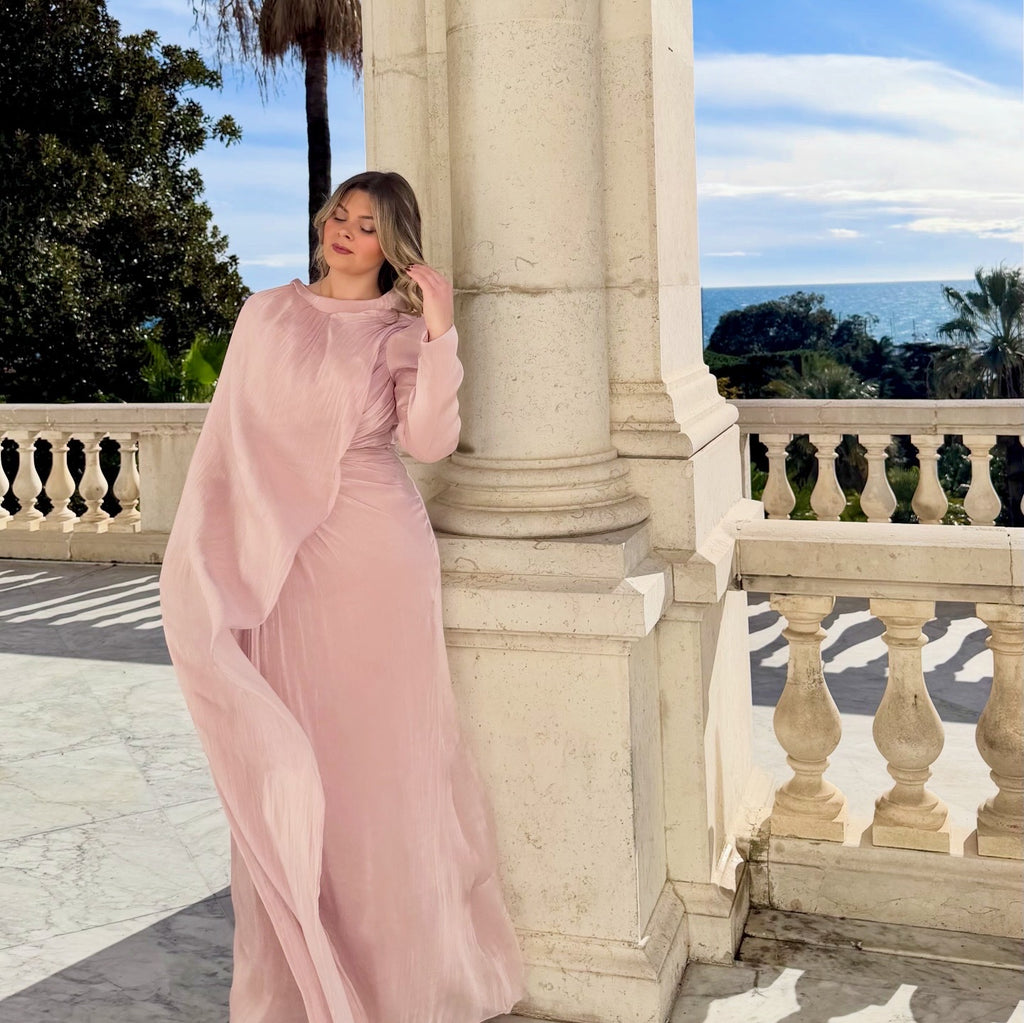 Abito Haute Couture in Chiffon Drappeggiato