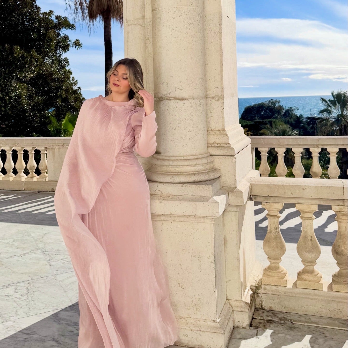 Abito Haute Couture in Chiffon Drappeggiato